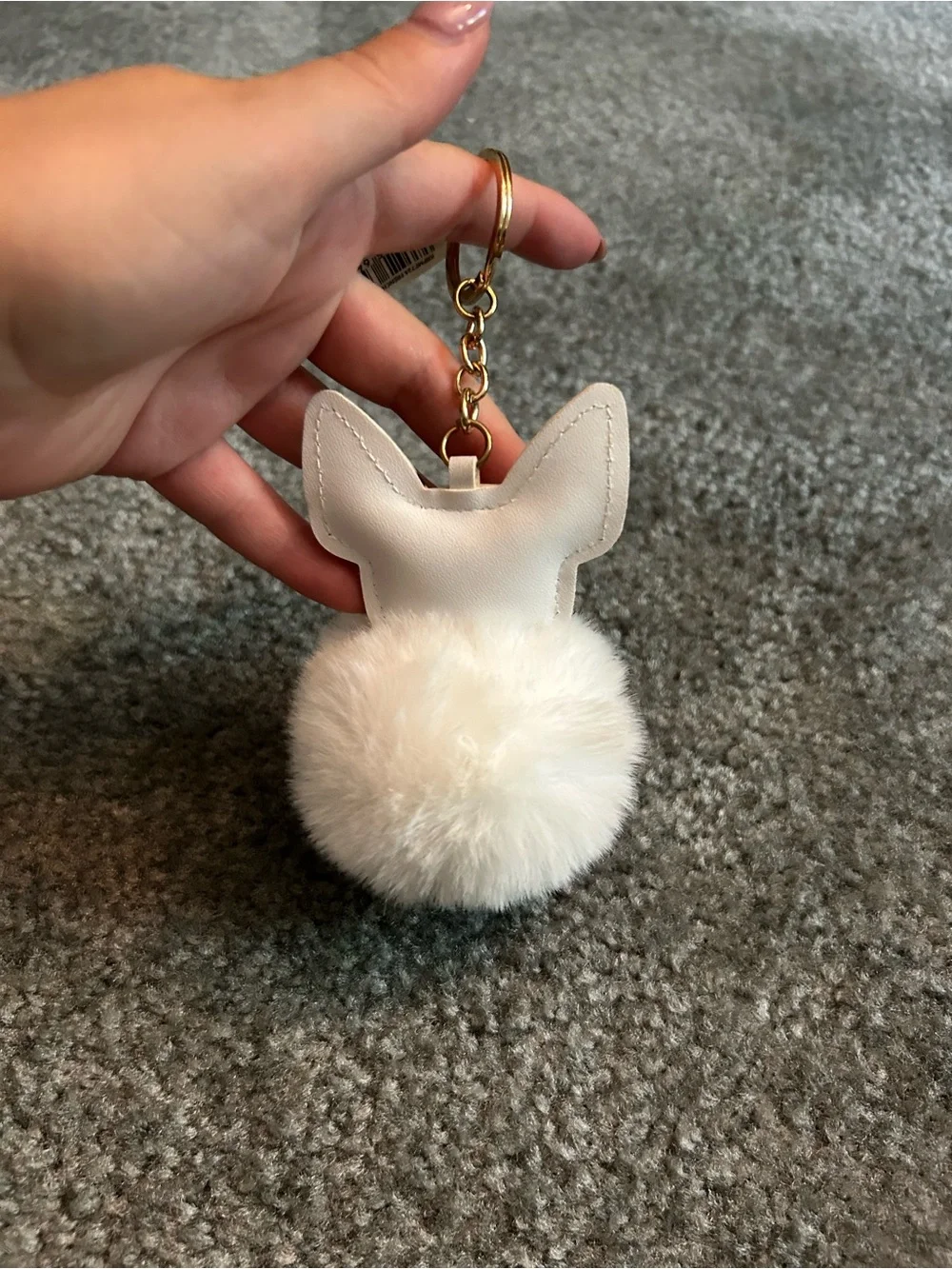 Black & White Puppy Pom-Pom Keychain - Cute Bag Charm